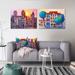 East Urban Home Street Scene In Old Town w/ Colorful Buildings - 2 Piece Wrapped Canvas Painting Set Canvas in Blue/Orange/Red | Wayfair
