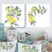 East Urban Home Branch Of Yellow Lemons & Leaves - 2 Piece Wrapped Canvas Painting Set Metal in Green/Yellow | 16 H x 32 W x 1 D in | Wayfair