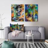 East Urban Home Color Fusion III - 2 Piece Wrapped Canvas Painting Set Metal in Green | 32 H x 48 W x 1 D in | Wayfair