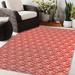 Orange/Red 60 x 0.08 in Area Rug - KAVKA DESIGNS Elche Floral White/Red/Orange Indoor/Outdoor Area Rug Polyester | 60 W x 0.08 D in | Wayfair