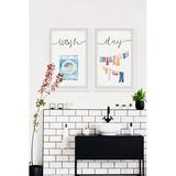 Gracie Oaks Baylinn Machine Wash & Line-Dry - 2 Piece Picture Frame Painting Set Paper in Black/Blue/Gray | 12 H x 16 W x 1.5 D in | Wayfair