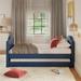 Red Barrel Studio® Twin Daybed w/ Trundle Upholstered/Faux leather in Blue, Size 37.0 H x 41.0 W x 82.0 D in | Wayfair
