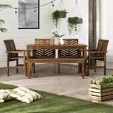 Winston Porter Alfonsi Rectangular 7 - Person 60" Long Acacia Patio Dining Set Wood in Brown | 30 H x 60 W x 32 D in | Wayfair