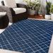 Blue/Navy 48 x 0.08 in Area Rug - Dakota Fields Cranmer Geometric Navy Indoor/Outdoor Area Rug Polyester | 48 W x 0.08 D in | Wayfair