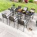 Winston Porter Aayushi Square 6 - Person 31.5" Long Bar Height Outdoor Dining Set w/ Cushions Glass/Wicker/Rattan in Black | 31.5 W x 31.5 D in | Wayfair