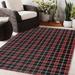 Black/Red 108 x 0.08 in Area Rug - The Twillery Co.® Hersche Plaid Charcoal/Red Indoor/Outdoor Area Rug Polyester | 108 W x 0.08 D in | Wayfair