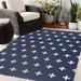 Blue/Navy 60 x 0.08 in Area Rug - Ebern Designs Geometric Navy/White Indoor/Outdoor Area Rug Polyester | 60 W x 0.08 D in | Wayfair