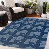 Blue/Navy 144 x 108 x 0.08 in Area Rug - Dakota Fields Coonrod Geometric Navy Indoor/Outdoor Area Rug Polyester | 144 H x 108 W x 0.08 D in | Wayfair