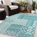Blue/Green 96 x 0.08 in Area Rug - Union Rustic Abneer Southwestern Teal/White Indoor/Outdoor Area Rug Polyester | 96 W x 0.08 D in | Wayfair