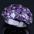 Bague en argent Sterling 925 zircon cubique violet ovale doux pour les femmes V0585