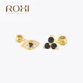 ROXI – boucles d'oreilles en argent Sterling 925 Zircon noir cristal Piercing foudre