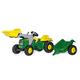 John Deere Ride-on Tractor with Loader and Detachable Trailer
