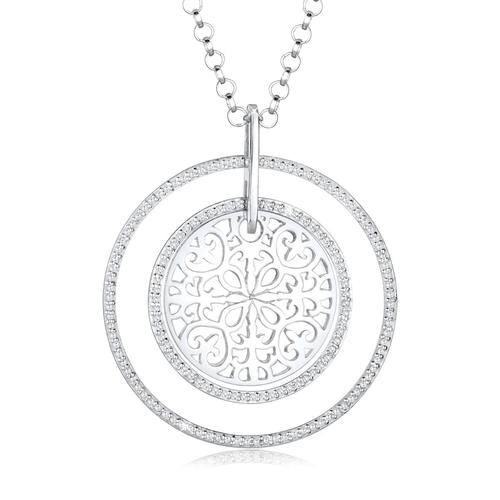 Halskette Ornament Zirkonia Kristalle 925 Sterling Silber Elli Premium Weiß