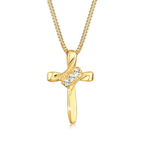 Halskette Kreuz Symbol Kristalle 925 Silber Elli Gold