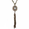 Anthropologie Jewelry | Anthropologie Antique Gold And Crystal Necklace | Color: Gold | Size: Os