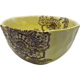 Anthropologie Dining | Anthropologie Yellow Bowl Brown Floral Print Vinta | Color: Yellow | Size: Os