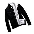 Lazzboy Women Denim Jacket Coat Teddy Fleece Lined Lapel Patchwork Casual Slim Fit Newchic Fashion Warm Short Cardigan Parka (3XL(18),Black)