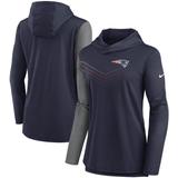 Women's Nike Navy/Heathered Charcoal New England Patriots Chevron Hoodie Performance Long Sleeve T-Shirt