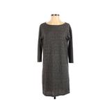 Gap Casual Dress - Shift Crew Neck 3/4 Sleeve: Gray Marled Dresses - Women's Size X-Small