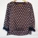 Zara Tops | Euc Zara Diamond Print Faux Fur Trim Satin Blouse | Color: Black | Size: Xs