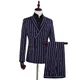 Blazer bleu marine à double rayure pour hommes avec pantalon double boutonnage robe d'affaires