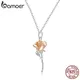 Bamoer – collier en argent Sterling 925 avec pendentif Rose pour femme chaîne plaquée platine