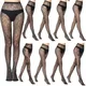 Bas élastiques à rayures pour femmes Lingerie Sexy collant Long en résille Transparent noir