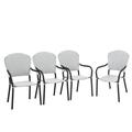 Costway Set of 4 Patio Rattan Stackable Dining Chair with Armrest for Garden-White