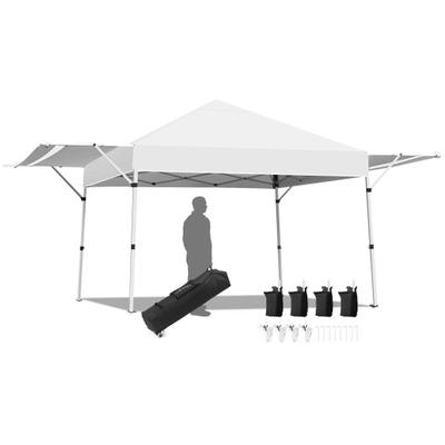 Costway 17 Feet x 10 Feet Foldable Pop Up Canopy with Adjustable Instant Sun Shelter-White