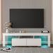 Merax TV Stand with LED Lights, 1 Drawer and Open Shelves, Up to 55 Inch TV