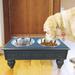 Iconic Pet Raised Wooden Pet Double Diner with Stainless Steel Bowls