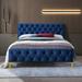 Etta Avenue™ Will Queen Tufted Low Profile Platform Bed Upholstered/Polyester in Blue | 43.3 H x 66.14 W x 86.2 D in | Wayfair