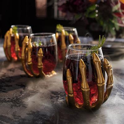 Skeleton Hand Wine Glasses, Set Of Four - Grandin ...