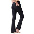 Haining Women's High Waisted Boot Cut Yoga Pants 4 Pockets Workout Pants Tummy Control Women Bootleg Work Pants Dress Pants, Black, S