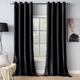 MIULEE Black Velvet Curtains for Bedroom 2 Panel Set 90 Inch Drop Curtains, Soft Elegent Home Decor Velvet Curtain Living Room, Sun Blocking Room Darkening Thermal Eyelet Curtain 46x90 Inch