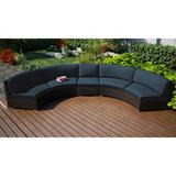 Wade Logan® Buckholtz Extended Curved Patio Sectional w/ Cushions All - Weather Wicker/Wicker/Rattan/Metal/Sunbrella® Fabric Included | Wayfair