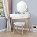 Willa Arlo™ Interiors Mukul Vanity Set w/ Stool & Mirror Wood in White | 52.5 H x 31.5 W x 16 D in | Wayfair AD8618DBD9D94F93B1910B6F1C4263E5