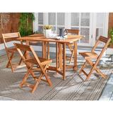 Highland Dunes Laoise Gardens Rectangular 4-Person 43.3" Long Outdoor Dining Set Wood in Brown | Wayfair 7E399A945A744B07AC5ADDB1712A785C