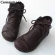 Careaymade-Chaussures en cuir de vachette véritable pour femmes style artistique semelle en