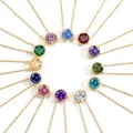 JUJIE – collier de pierres de naissance en acier inoxydable 316L pour femme colliers en cristal de