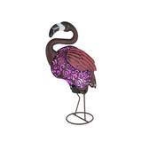 Pink Flamingo Metal Art Filigree Led Lighted Solar Garden Statue - 18.5 X 11 X 5.5 inches