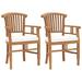 vidaXL Patio Chairs 2 pcs with Cream White Cushions Solid Teak Wood