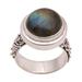 Lovely Forest,'Labradorite and Sterling Silver Dome Ring from Bali'