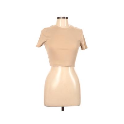 Thanne Short Sleeve Top Tan Solid One Shoulder Tops - Women's Size 10