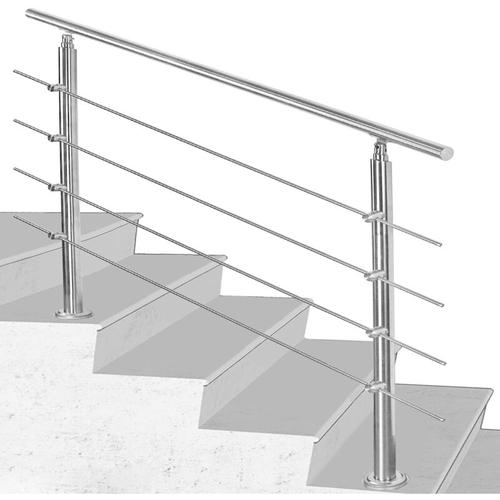 Edelstahl Handlauf Geländer Treppengeländer 150 cm mit 4 Querstreben Montagematerial Wandhandlauf
