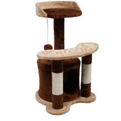 Kratzbaum 67 cm hoch in Braun/Beige, Katzenkratzbaum mit Sisal, Katzenbaum mit Plattform,