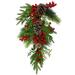 28" Berry Pine Eucalyptus Artificial Teardrop Christmas Swag - Unlit - Green