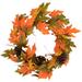 Orange Fall Leaves Pinecones Berries Artificial Wreath 24"