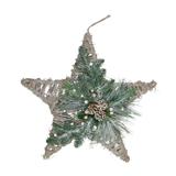 24" Green Gray Brown Frosted Mixed Pine Star Christmas Ornament