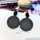 Boucles d'oreilles bohèmes exagérées pour femmes boucles d'oreilles rondes noires motif amissié